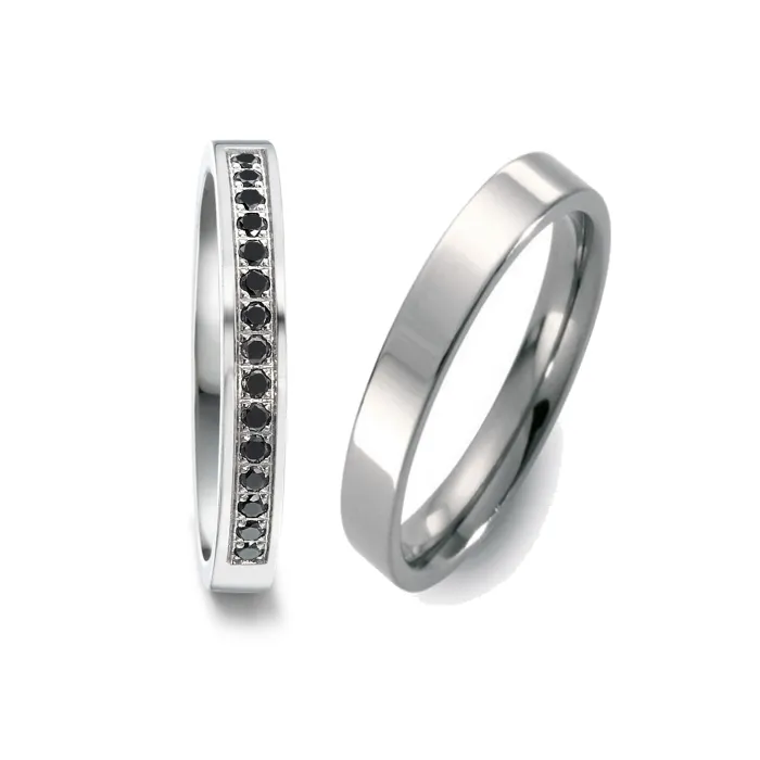 Alianzas de boda de titanio con diamantes