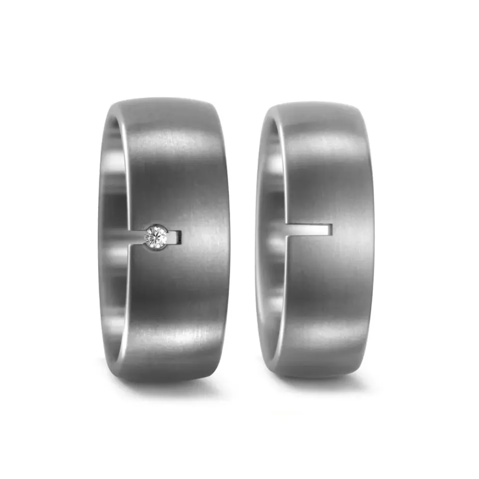 Alianzas de boda de titanio con diamante