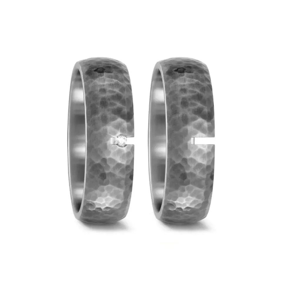 Alianzas de boda de titanio con diamante