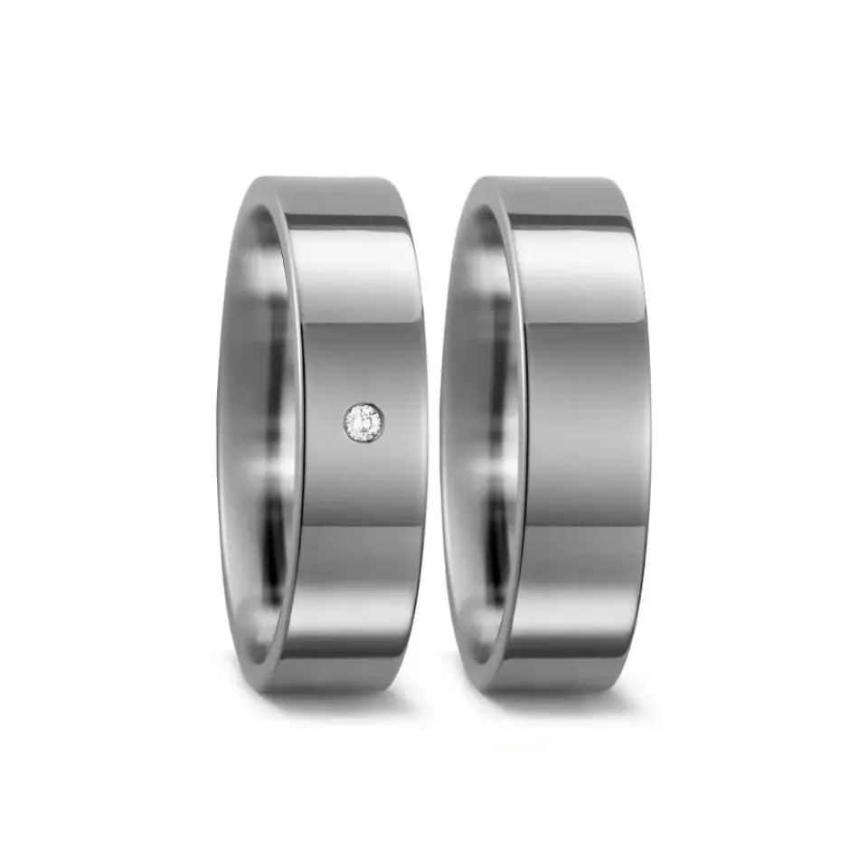 Alianzas de boda de titanio con diamante
