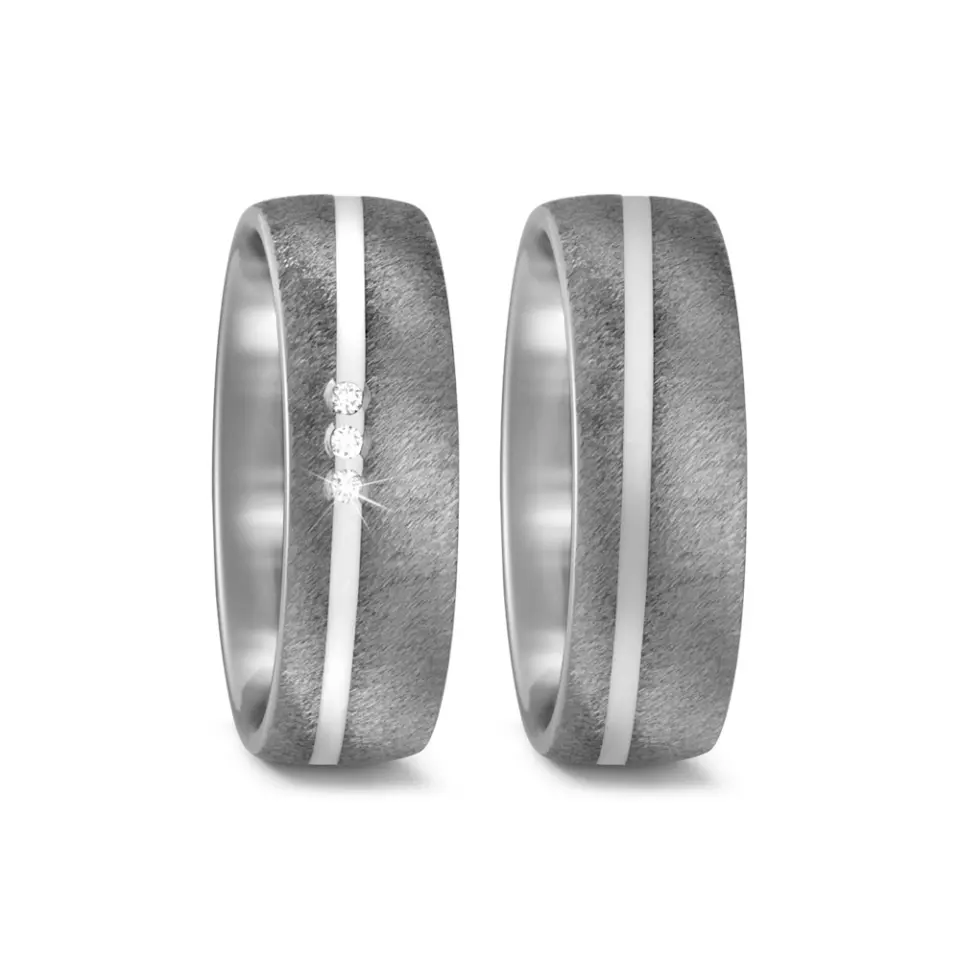 Alianzas de boda de titanio y cerámica con diamantes
