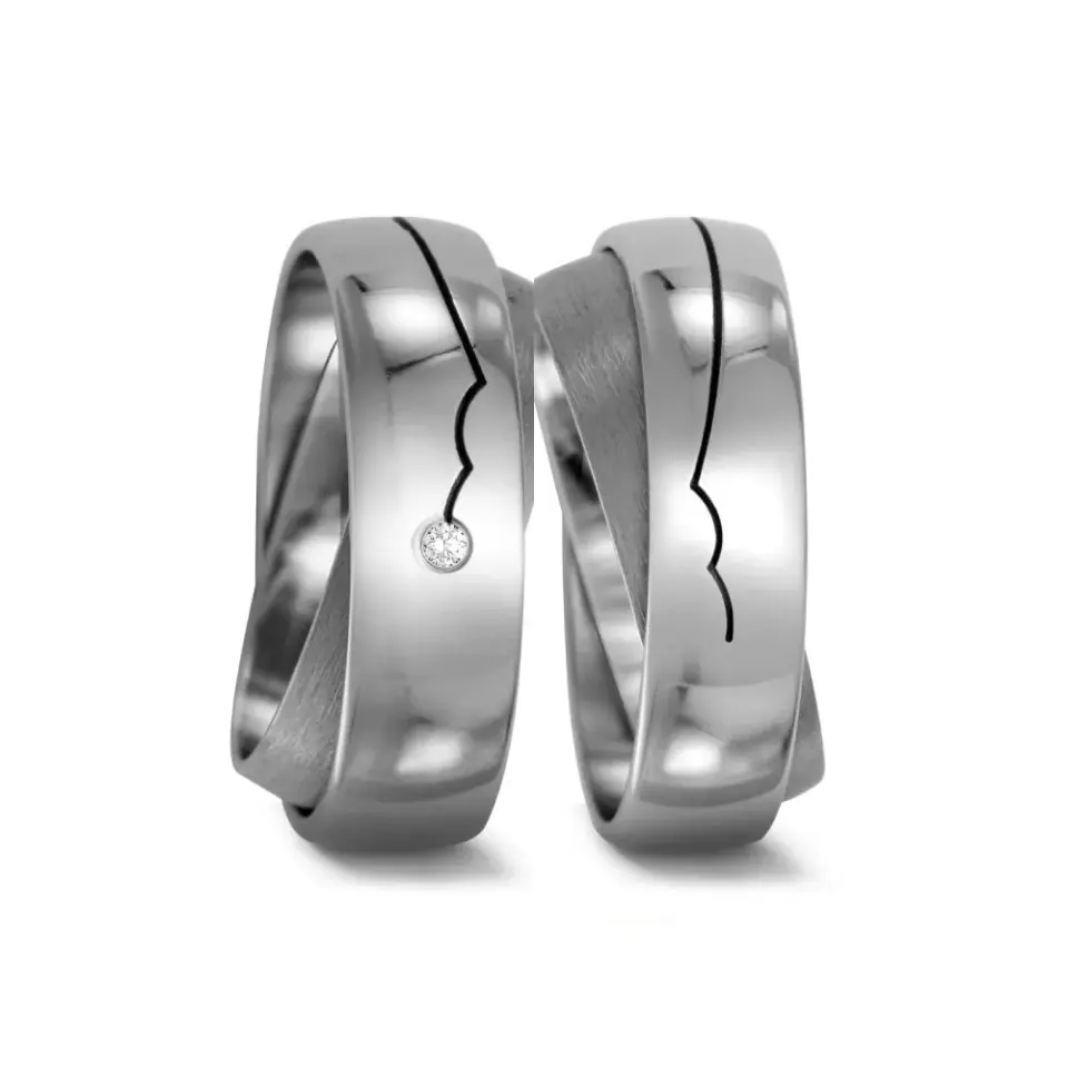 Alianzas de boda de titanio con diamante