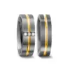 Alianzas de boda de titanio y oro amarillo con diamantes