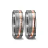 Alianzas de boda de titanio y oro rosado con diamantes