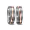 Alianzas de boda de titanio y oro rosado con diamantes