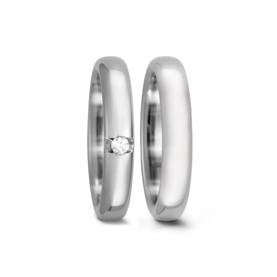 Alianzas de boda de titanio con diamante