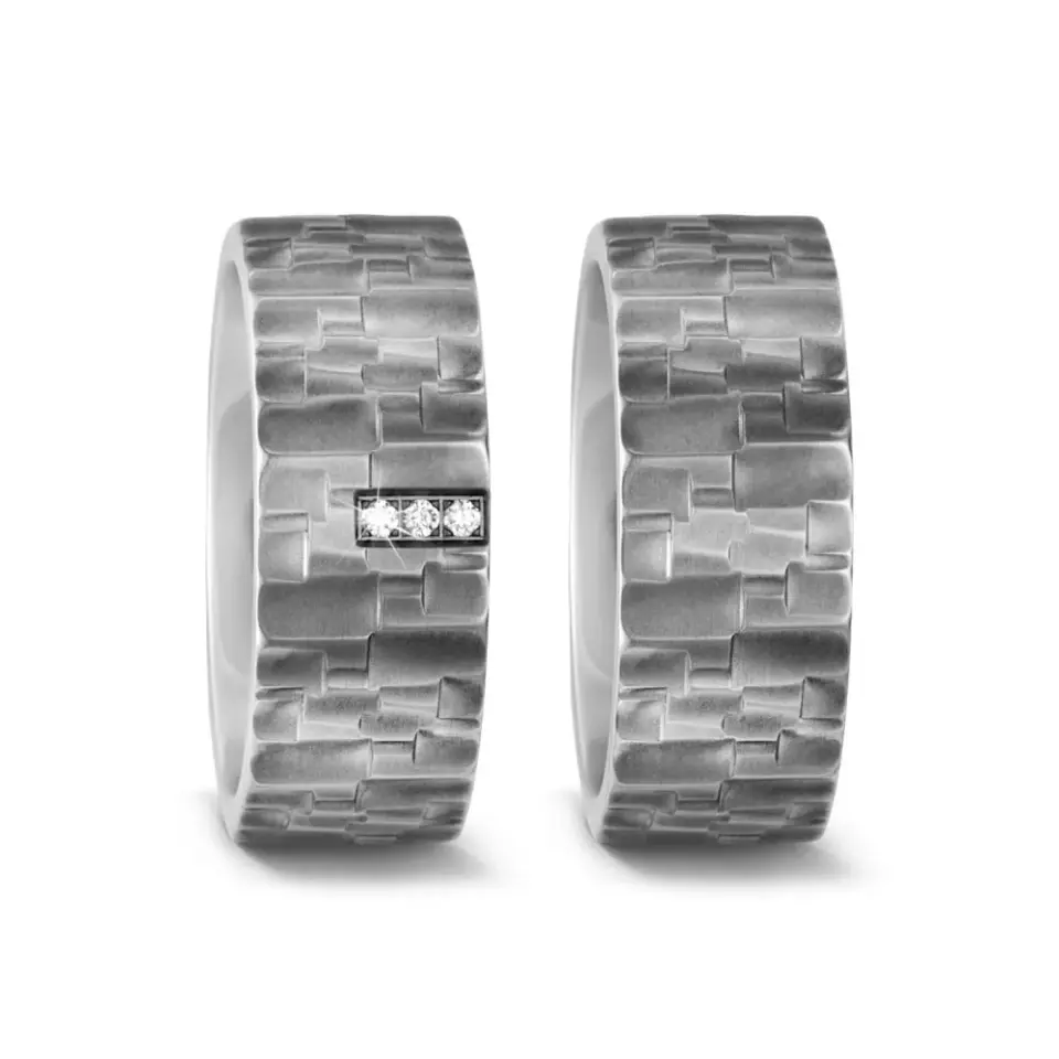 Alianzas de boda de titanio con diamante