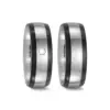 Alianzas de boda de titanio y carbono con diamante