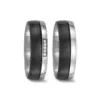 Alianzas de boda de titanio y carbono con diamantes