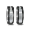 Alianzas de boda de titanio y carbono con diamante