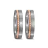 Alianzas de boda de titanio y oro rosado con diamante