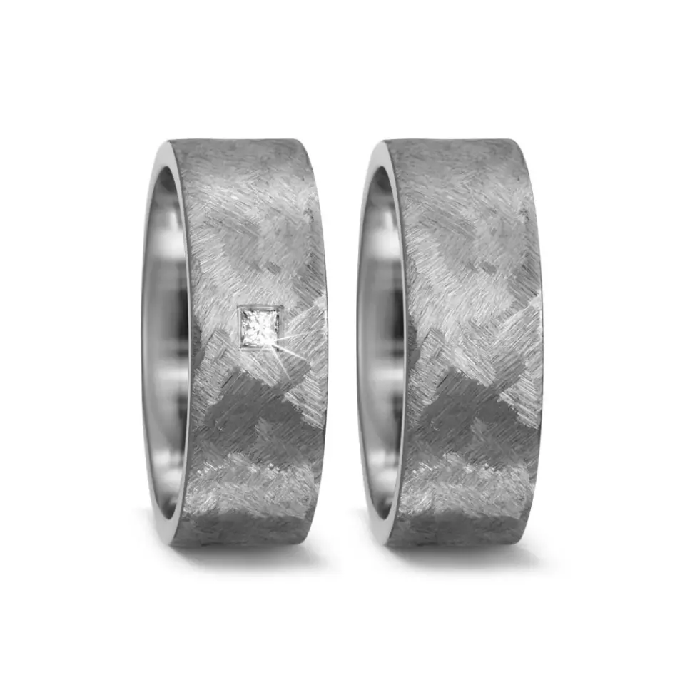 Alianzas de boda de titanio con diamante