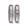 Alianzas de boda de carbono y oro rosado con diamantes