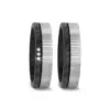 Alianzas de boda de carbono y acero con diamantes