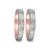 Alianzas de boda de carbono y oro rosado con diamantes