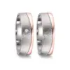 Alianzas de boda de titanio y oro rosado con diamante