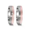Alianzas de boda de titanio y oro rosado con diamante