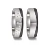 Alianzas de boda de titanio y carbono con diamantes
