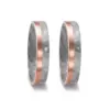 Alianzas de boda de carbono y oro rosado con diamante