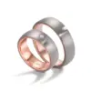 Alianzas de boda de titanio y oro rosado con diamante