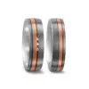 Alianzas de boda de titanio y oro rosado con diamantes