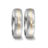 Alianzas de boda de acero y oro amarillo con diamantes