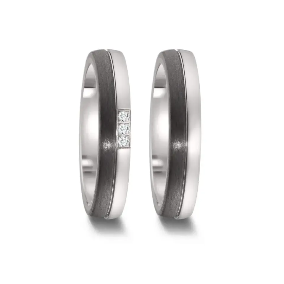 Alianzas de boda de titanio y carbono con diamantes
