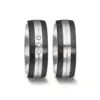Alianzas de boda de titanio y carbono con diamantes