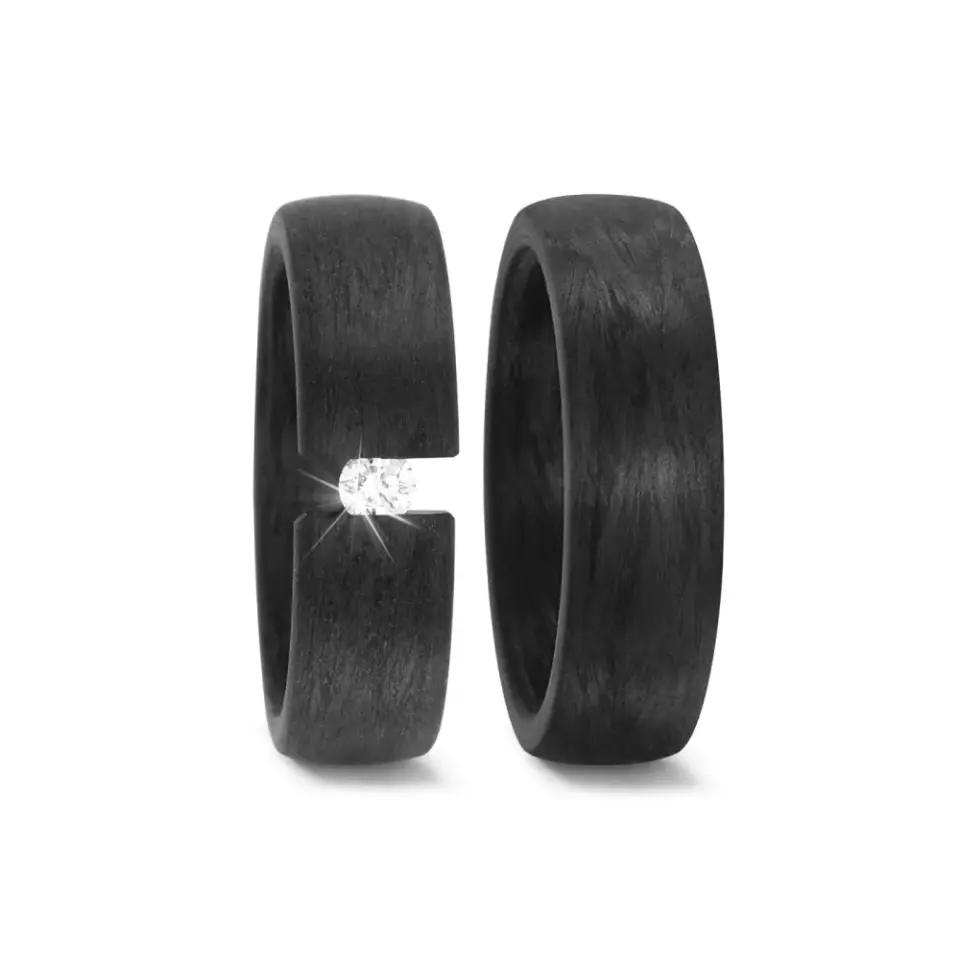 Alianzas de boda de carbono con diamante