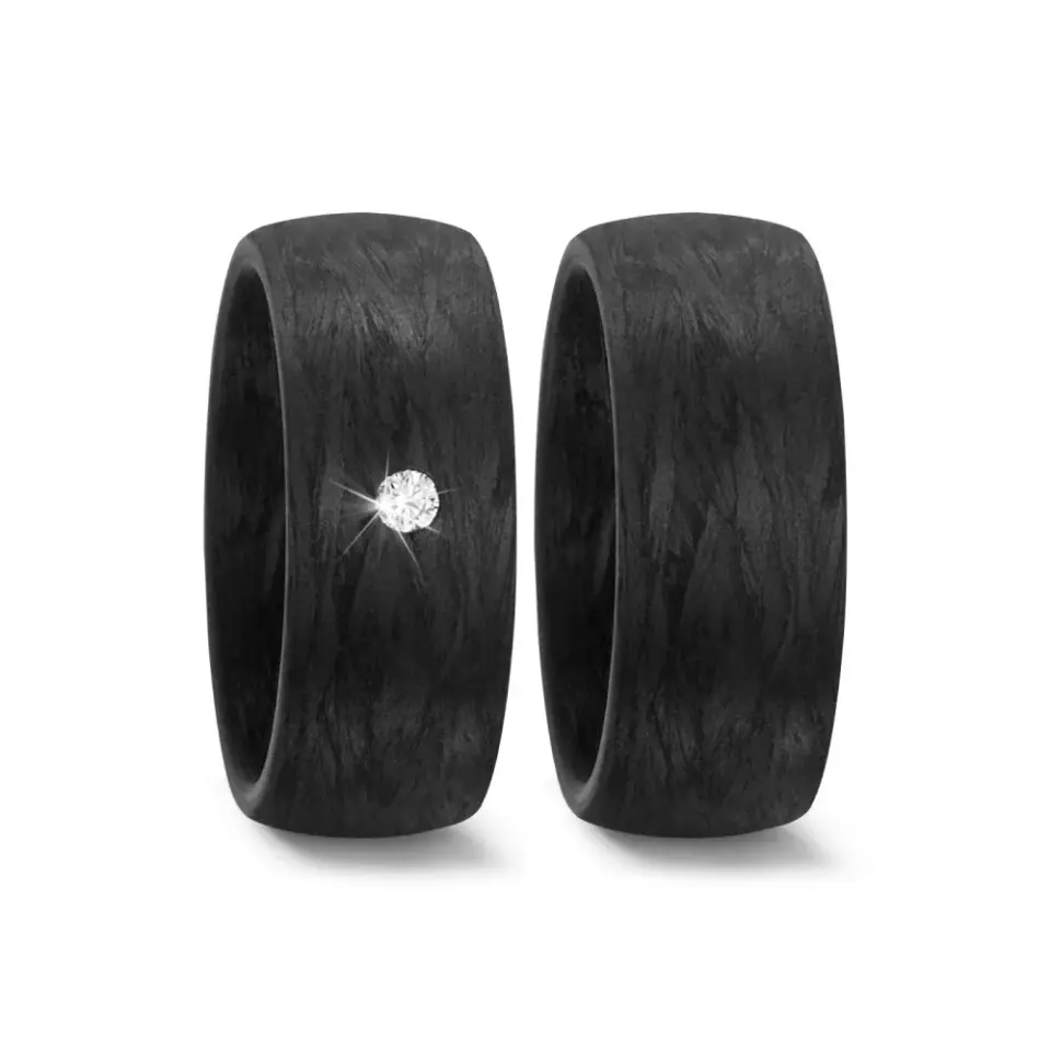 Alianzas de boda de carbono con diamante
