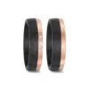 Alianzas de boda de carbono y oro rosado con diamantes