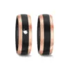 Alianzas de boda de carbono y oro rosado con diamante