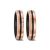 Alianzas de boda de carbono y oro rosado con diamantes