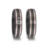 Alianzas de boda de carbono y oro rosado con diamantes