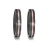 Alianzas de boda de carbono y oro rosado con diamante