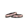 Alianzas de boda de carbono y oro rosado con diamantes