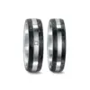 Alianzas de boda de acero y carbono con diamante
