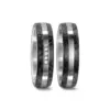 Alianzas de boda de acero y carbono con diamantes