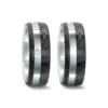 Alianzas de boda de acero y carbono con diamante