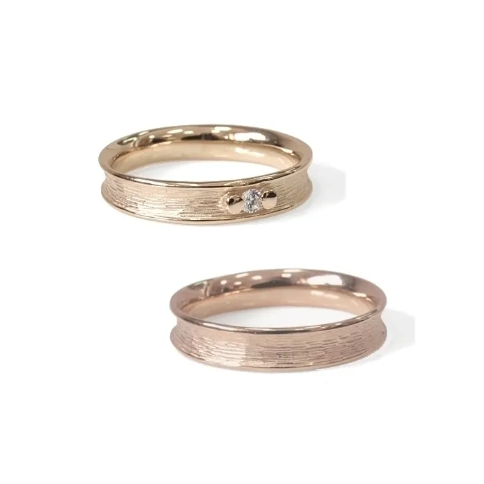 Alianzas de boda de oro rosado con diamante