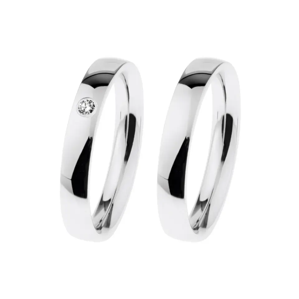Alianzas de boda de acero con diamante