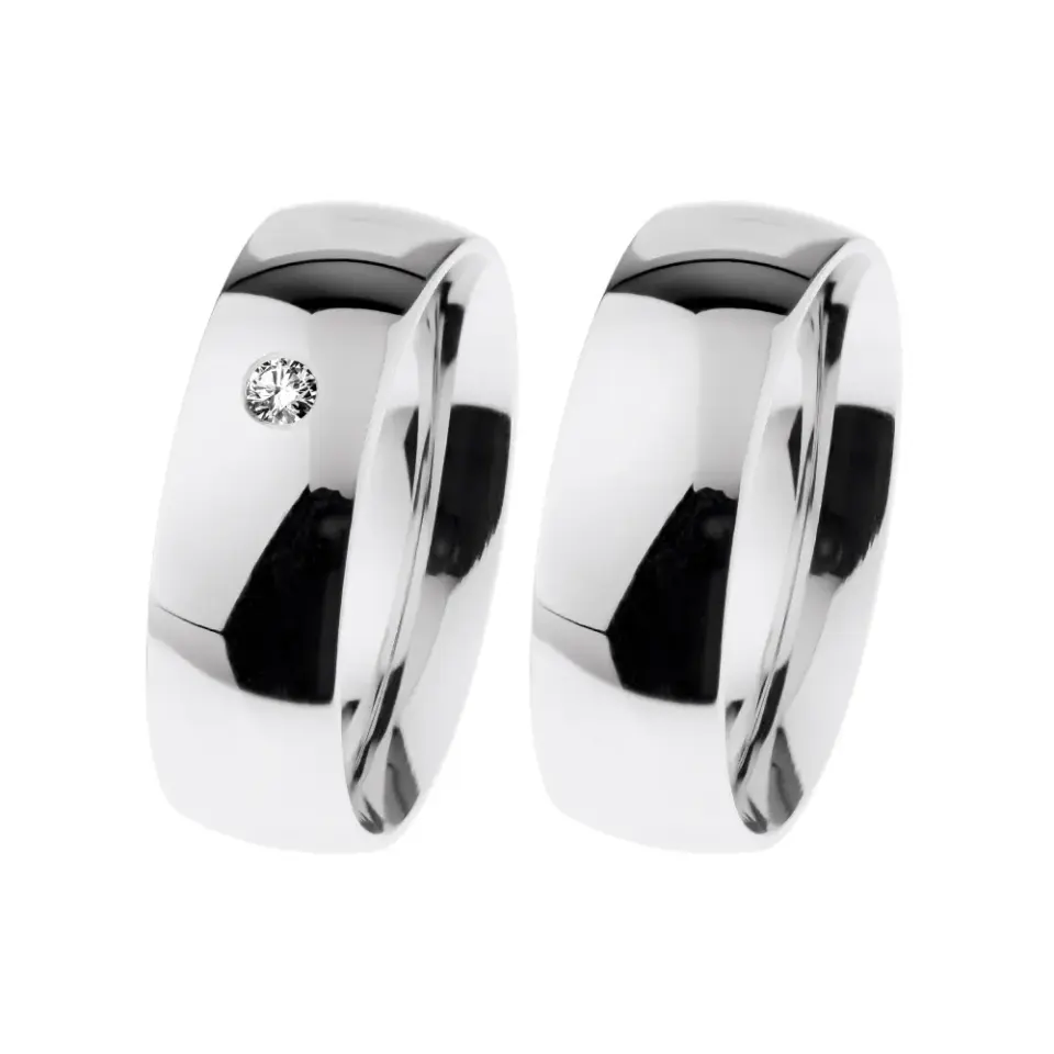 Alianzas de boda de acero con diamante