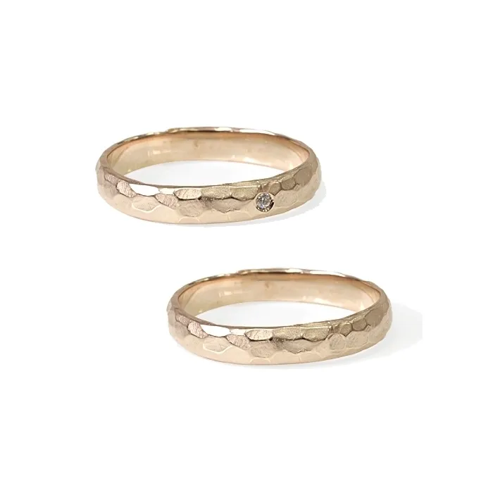 Alianzas de boda de oro rosado con diamante