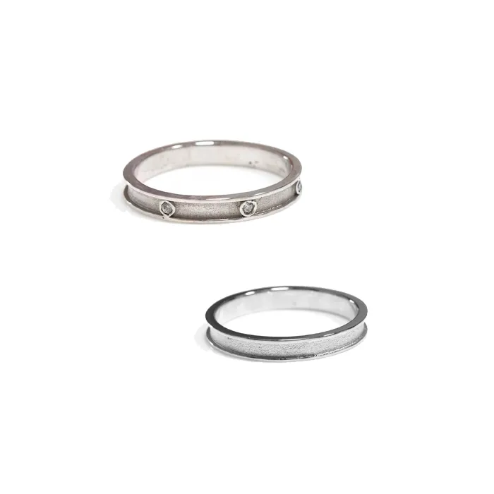 Alianzas de boda de oro blanco con diamantes