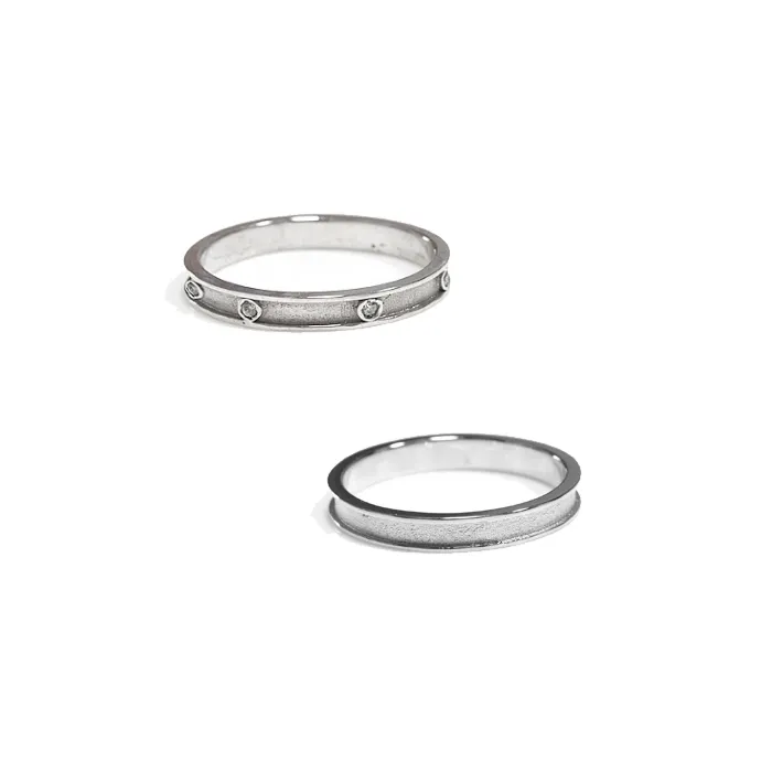 Alianzas de boda de oro blanco con diamantes