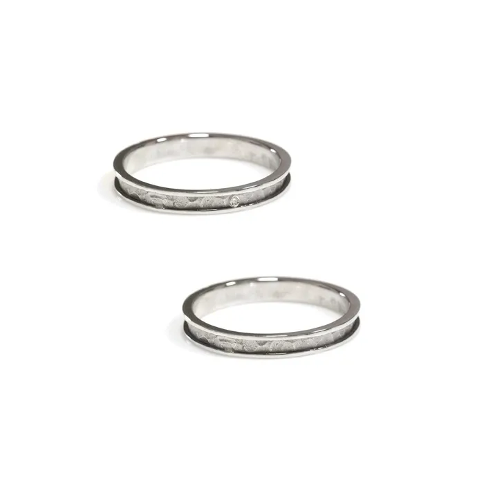 Alianzas de boda de oro blanco con diamante