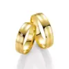 Alianzas de boda de oro amarillo con diamante