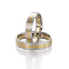 Alianzas de boda de paladio y oro amarillo con diamante