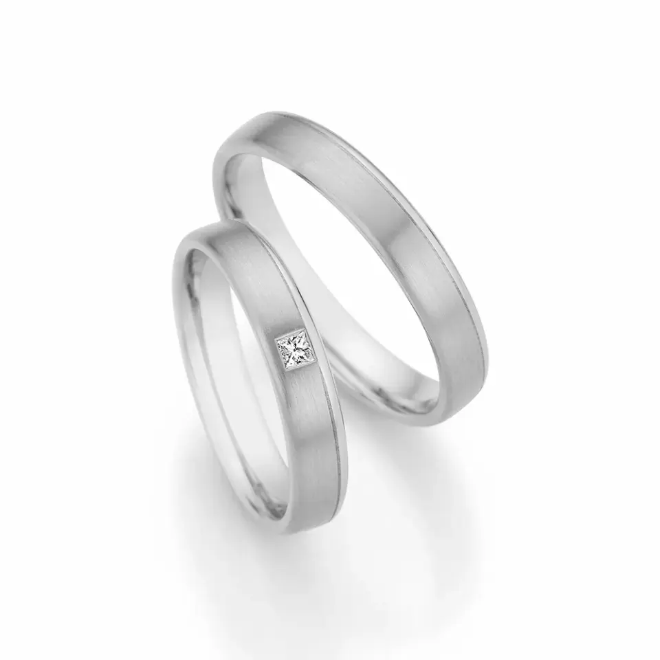 Alianzas de boda de paladio con diamante