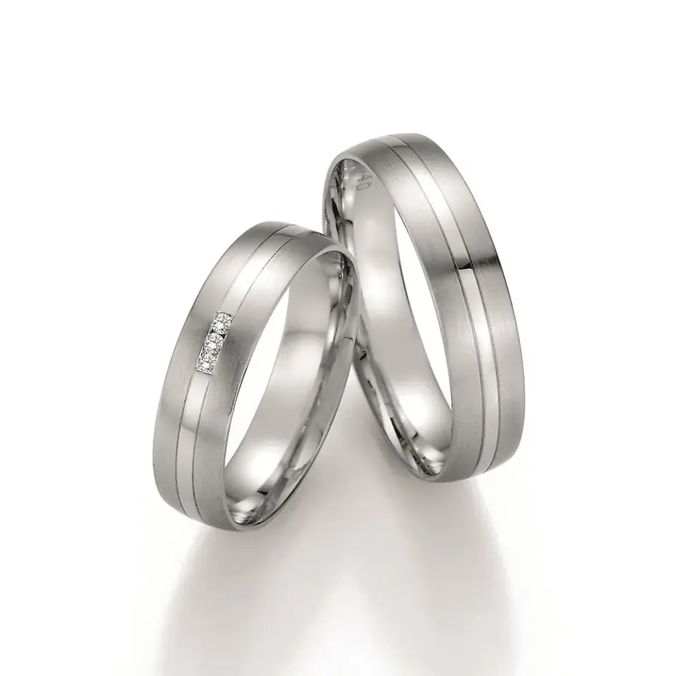 Alianzas de boda de paladio con diamantes